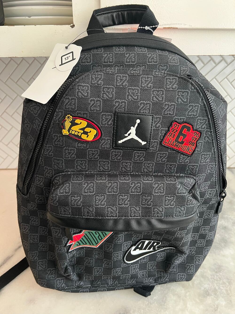Jordan Air Monogram Backpack 20L Black Gray School Bookbag New With Tags